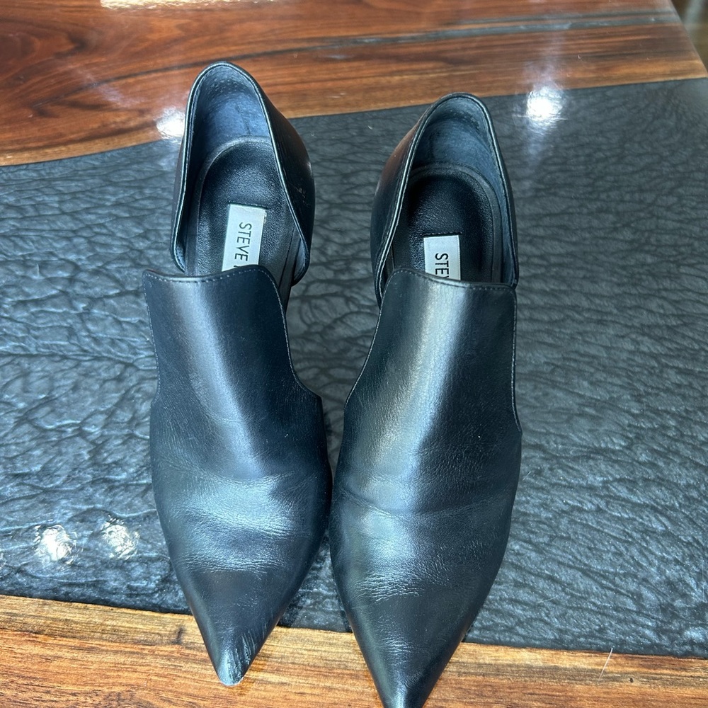 Steve Madden, Dolly style, black matte finish, gently worn